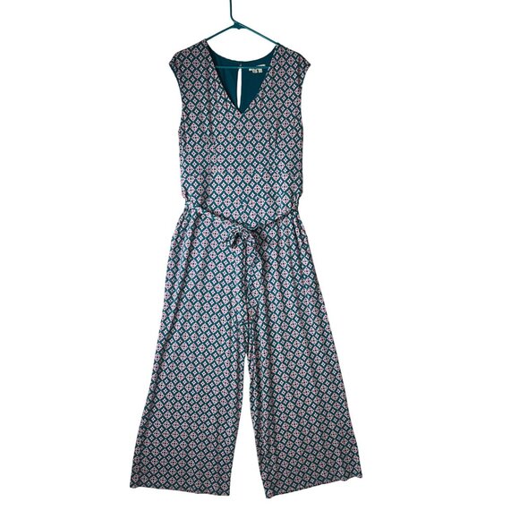 Boden Pants - Boden Teal, white and pink Wide Leg Jumpsuit